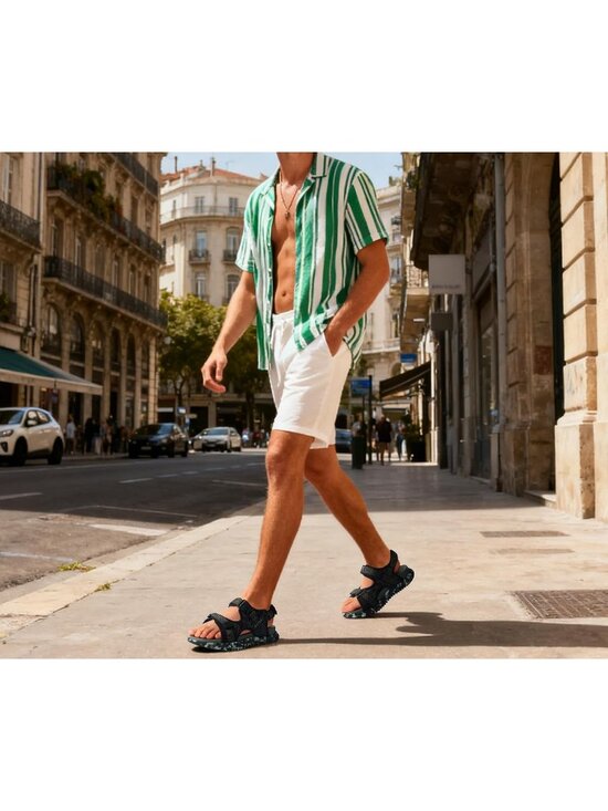 Mens Green Camo Orthopedic Recovery Camouflage Mesh Athletic Hiking Sandal Shoes